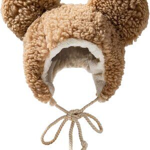 Fuzzy Bear Hat Faux Fur Animal Critter Cap Unisex Winter Beanie with Ear Flaps